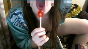 My russia girl Sucks Chupa Chups  Skype 3