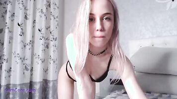 petite blonde babe teasing and masturbating on live cam