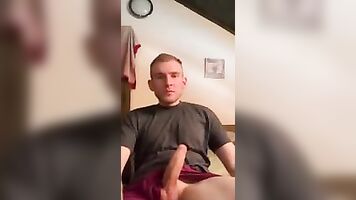This hungarian  guy play with his big one cock