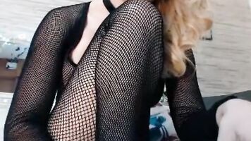 Masturbating and sexy bodystockings foot job